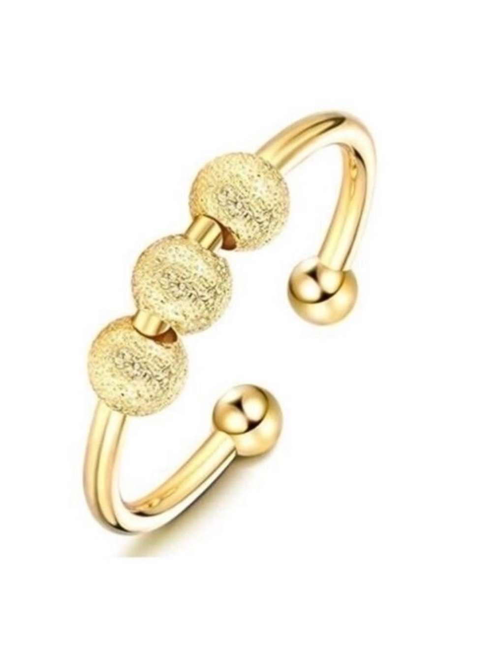 Gold Open Ring With Frosted Beads - NWOT